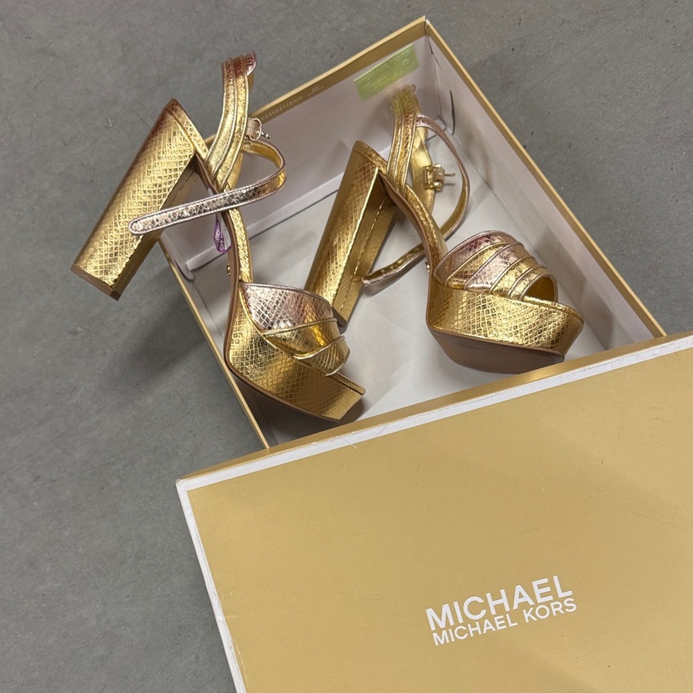 Michael Kors Metallic Gold Heels - Picture 2 of 5
